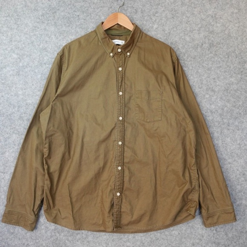 Hill City Button Down Shirt Mens XL Olive Light Anti Odor Stretch Chore Workwear